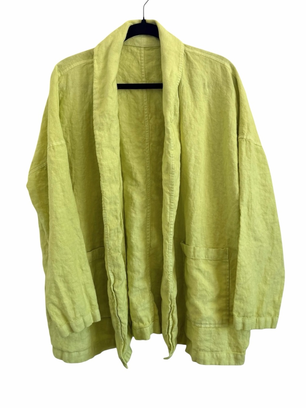 Eileen Fisher Linen Open-Front Shawl Jacket Blazer